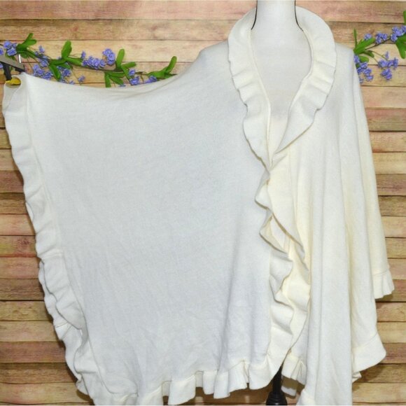 Croft & Barrow Women's Cream Cape Shawl Wrap Cardigan Sweater One Size Neutral - Picture 3 of 10